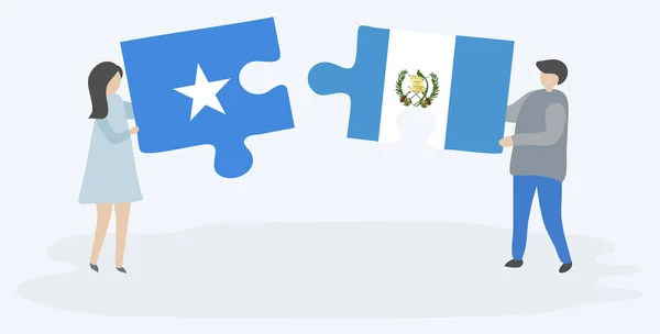 Paar Mit Zwei Puzzleteilen Mit Somalischen Und Guatemaltekischen Flaggen Somalia — Stockvektor