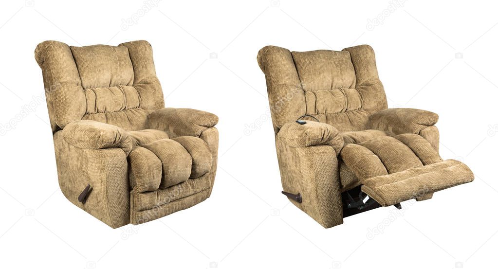 Comfortable recliner massage seat isolated on white background