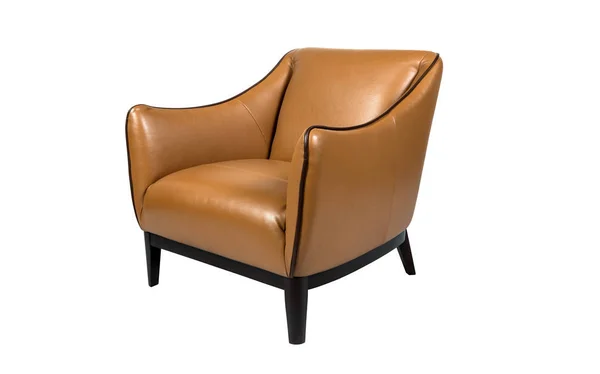 Leder bruin retro fauteuil geïsoleerd op wit — Stockfoto