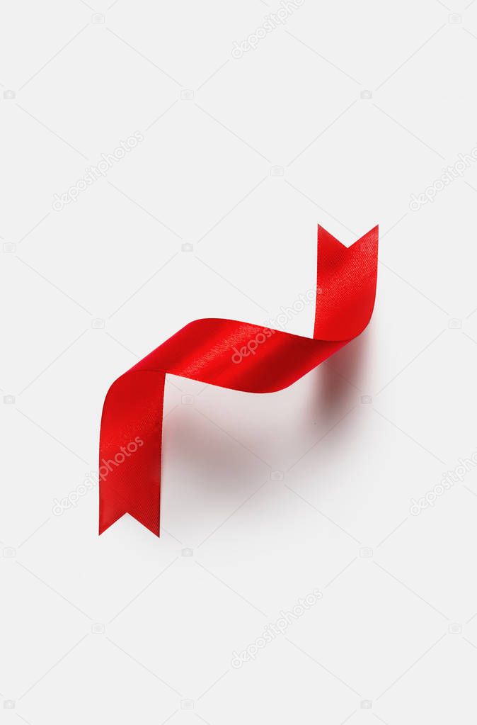 Twisted Satin red ribbon Z shape divided vertical banner on white