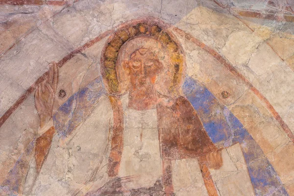 Pantokrator Ciddi Romanesk Duvar Resmi Vinslov Kilisede Sveç Mayıs 2018 — Stok fotoğraf