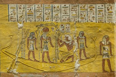 Mezar Kv 2 Ramses IV Krallar Vadisi, Luxor, Mısır, 21 Ekim 2018 yılında iç antik duvar resmi
