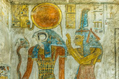 Mısır tanrı Ra'yı ve Maat Kv 14, Tausert ve Setnakht Krallar Vadisi, Luxor, Mısır, 21 Ekim 2018 yılında Türbesi resimleri