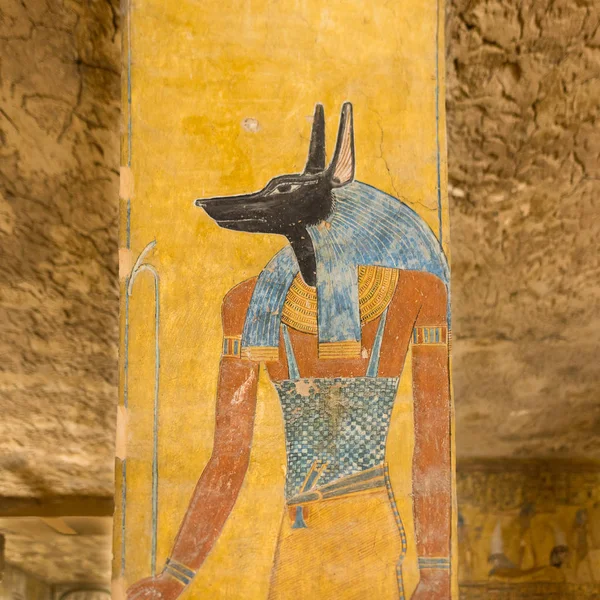 Den Egyptiska Guden Anubis Var Beskyddare Gravar Och Balsamerare Grav — Stockfoto