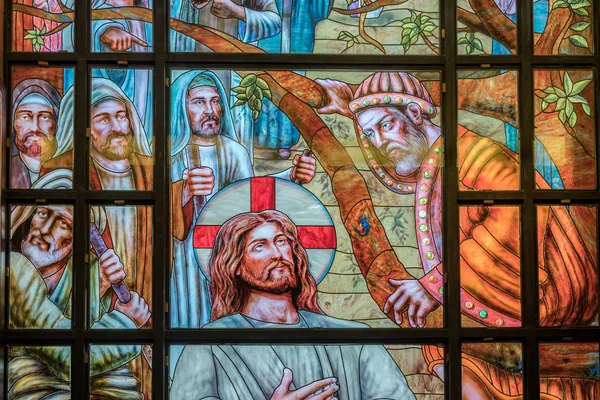İsa ve vergi tahsildarı Zacchaeus. Şarm El Şeyh, Mısır, 31 Ekim 2018 yılında Kıpti kilisesinin iç