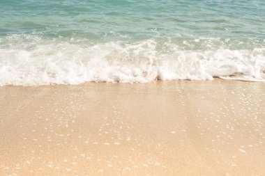 Arka plan doku plaj ve kum. Karaya inişli çıkışlı dalgalar. Mısır, Novenber 3, 2018