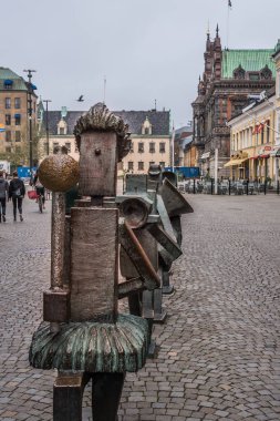 Malmoe, İsveç'te bir sokak orkestrası heykelleri
