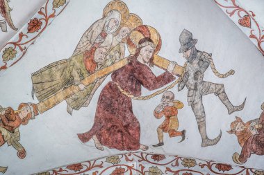 İsa Calvary için haç taşır ve Simon Cyrene zorlanır