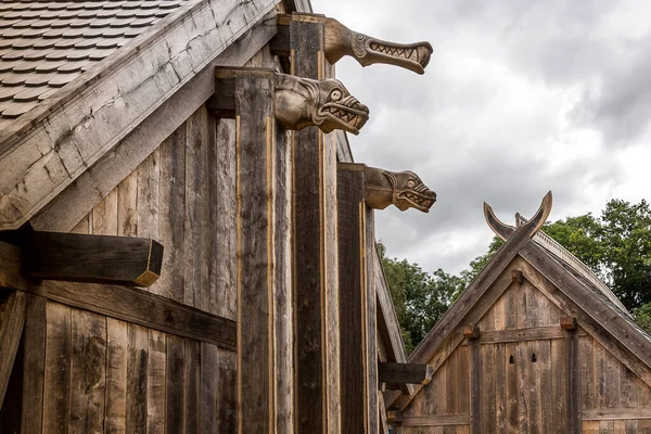 Dreagonheads King Hall Reconstructed Viking Longhouse Lejre Denmark July 2020 — стоковое фото
