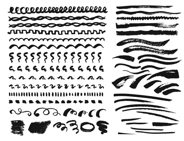 Текстуровані Ескізи Ліній Встановлені Білому Тлі — стоковий вектор