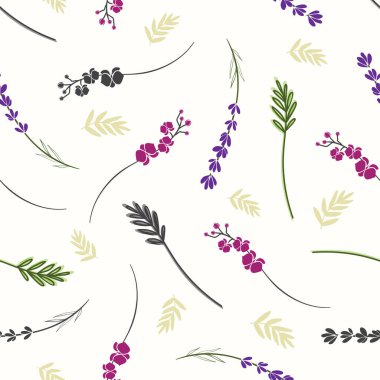 çiçekli dallar ve yapraklar sorunsuz vektör desen