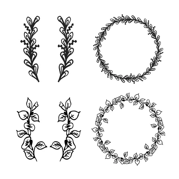 手绘花卉框架在白色背景 — 图库矢量图片