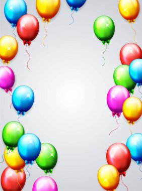 Doğum günü partisi için renkli balon kartlarının vektör çizimi 