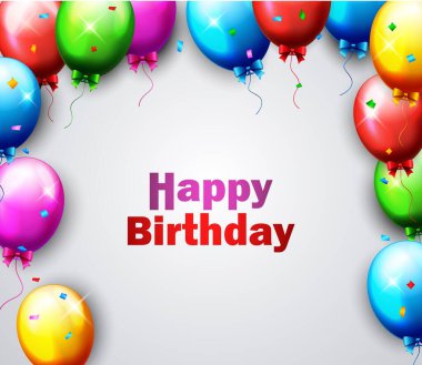 Doğum günü partisi için renkli balon kartlarının vektör çizimi 