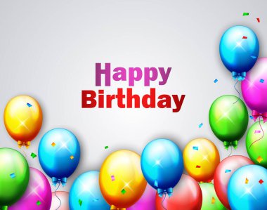 Doğum günü partisi için renkli balon kartlarının vektör çizimi 