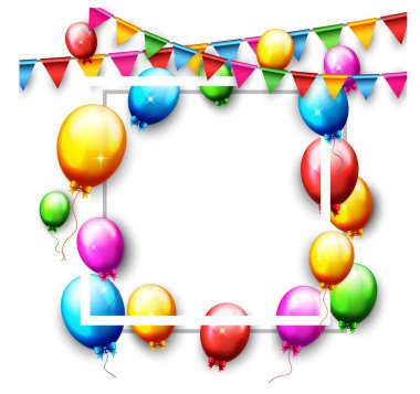 Doğum günü partisi için renkli balon kartlarının vektör çizimi 