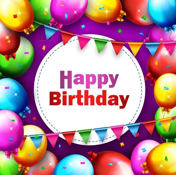 Doğum günü partisi için renkli balon kartlarının vektör çizimi 