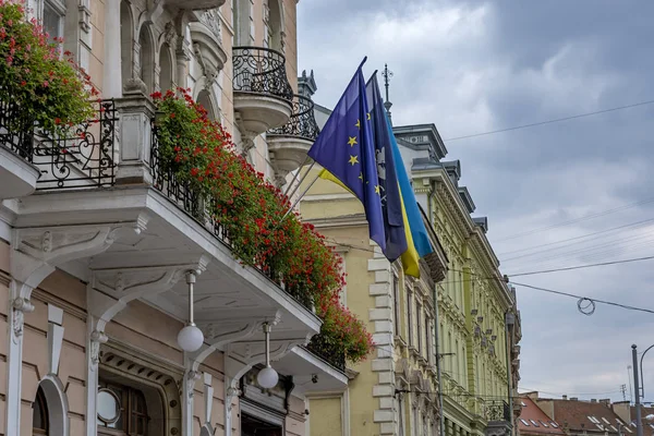 Bandiera Dell Europa Appesa All Edificio — Foto Stock