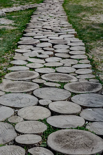 Yol yuvarlak kesilmiş ağaca