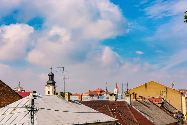 Dachów Starych Domów Uzhhorod Ukraina — Zdjęcie stockowe