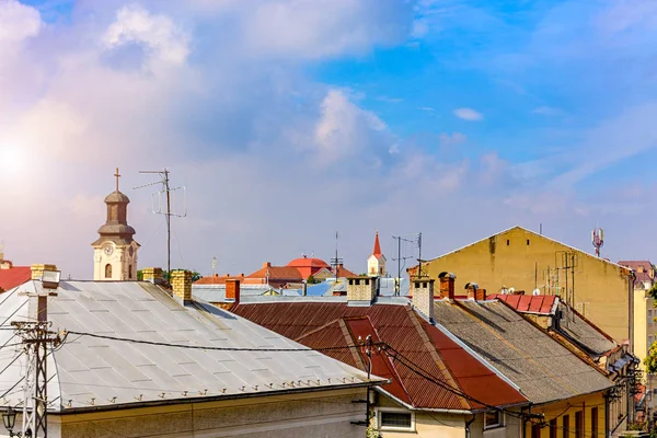 Дахами Старих Будинків Україні Ужгород — стокове фото