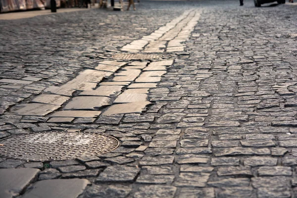 Geplaveide Weg Van Een Grote Steen — Stockfoto