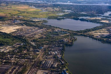Sanayi Bölgesi Kiev kanalizasyon arıtma tesisi üstten görünüm