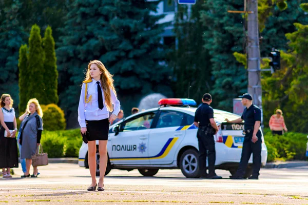 May 2016 Cherkassy Ucrânia Nova Polícia Ucrânia Garante Segurança Festival — Fotografia de Stock