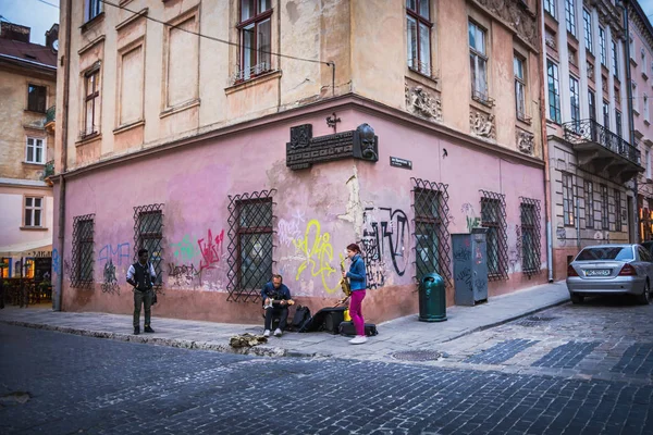 Lwów Ukraina Września 2016 Street Koncertują Rogu Starego Domu — Zdjęcie stockowe