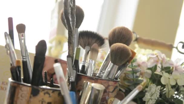 Set Brushes Cosmetics — Stock Video