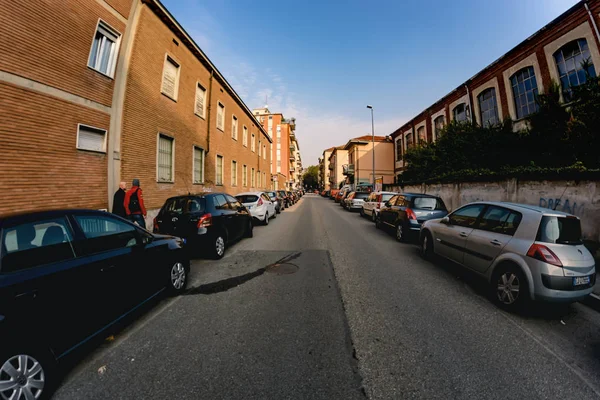 Novara Italy October 2016 Densely Parked Cars Italy — стоковое фото