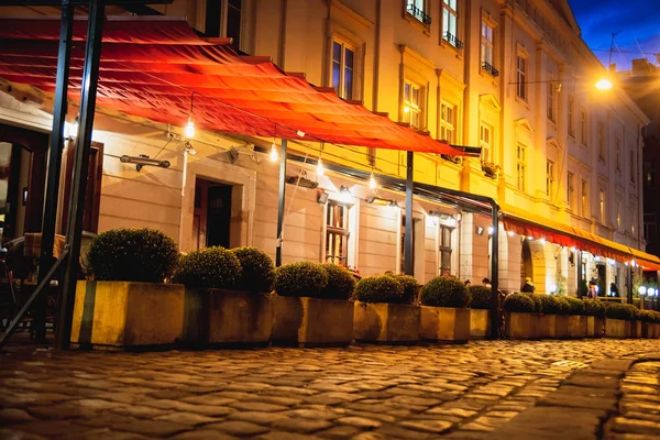 Osvětlení Večer Boulevard Starém Městě — Stock fotografie