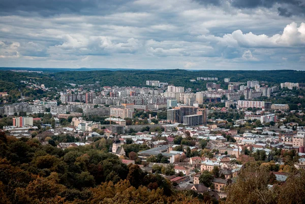 Vista Ciudad Moderna Lviv Desde Una Altura — Foto de Stock