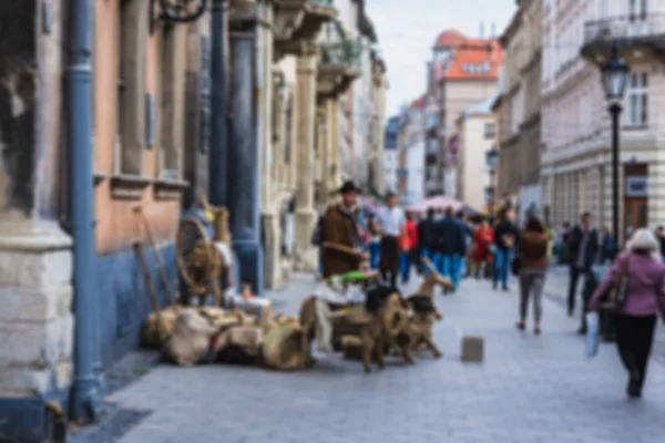 Tętniące Życiem Ulice Starego Miasta Lwowa Zdjęcie Jest Niewyraźne — Zdjęcie stockowe
