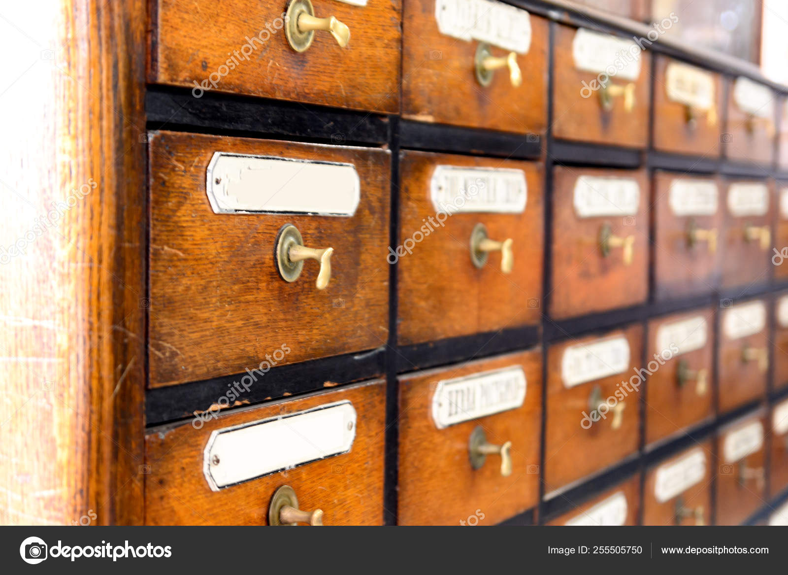 Old Pharmacy Cabinet For Drugs Shallow Depth Of Field Stock