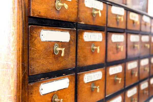 Old pharmacy cabinet for drugs. Shallow depth of field