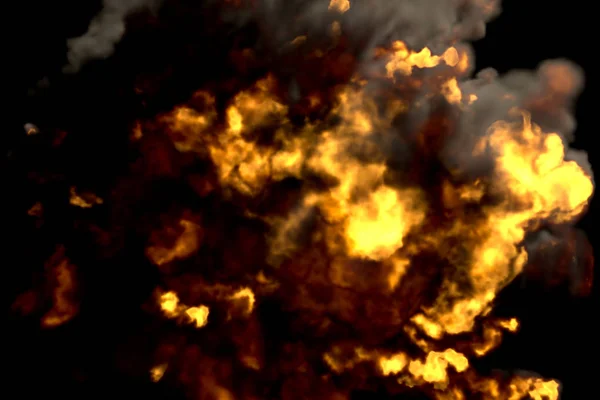 Textura výbuchu. Ohnivý kouř a plamen — Stock fotografie