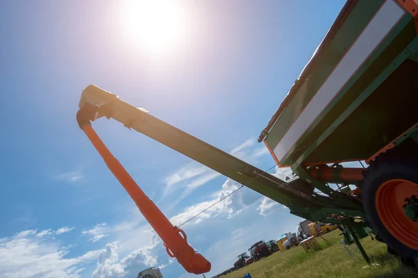 Part of the combine for pouring grain into the machine — Stock Photo, Image