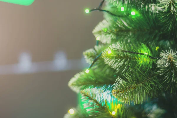 Teil Des Weihnachtsbaums Mit Leerem Hintergrund Für Schriftzüge — Stockfoto