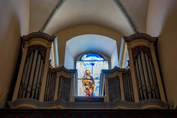 Tubos Velho Órgão Num Edifício Catedral Catedral Pedro Paul Kamenetz — Fotografia de Stock