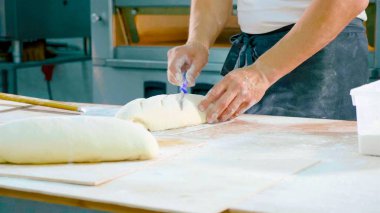 Profesyonel baker ekmek önce hazırlama fırına koyar