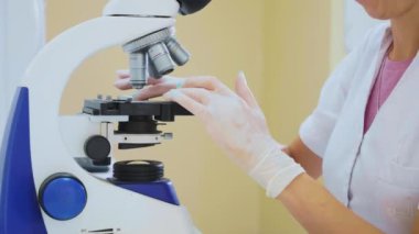 Hayvan hastalıklarıyla ilgili alt hayvanların kan örnekleri test etmek için mikroskop kullanarak