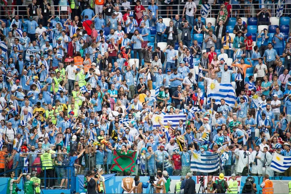 下诺夫哥罗德哥罗德 2018年7月06日 喜悦的风扇乌拉圭在比赛之前乌拉圭 2018世界杯在俄国 — 图库照片