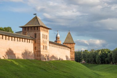 Gündüz Novgorod Kremlin redbrick kale duvarları tuğla