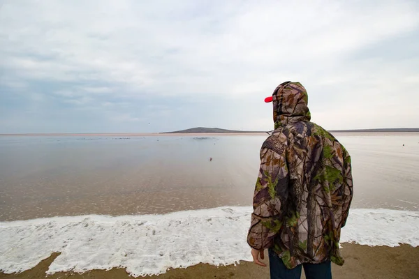 Gündüz sonbahar sezonu pembe Tuz Gölü