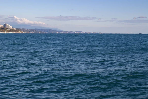 View of the city coast from the sea — Stock Photo, Image