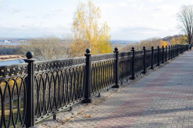 Sonbaharda güzel dekoratif döküm metal siyah çit