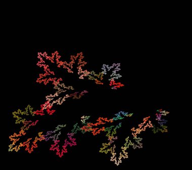 Soyut Fraktal desen siyah bir arka plan. Sonbahar şube