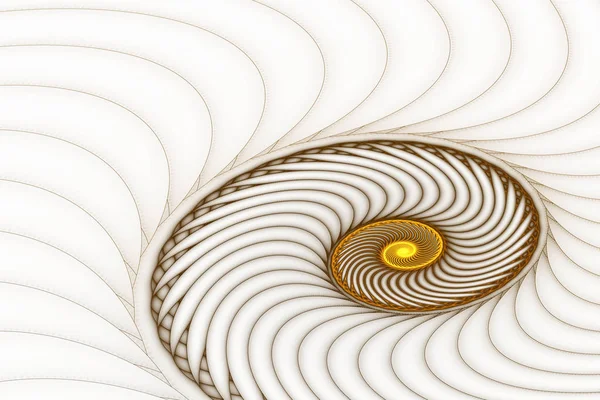 Абстрактная Фрактальная Золотая Спираль Белом Фоне — стоковое фото