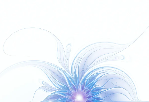 Абстрактный фрактально-синий цветок на белом фоне — стоковое фото